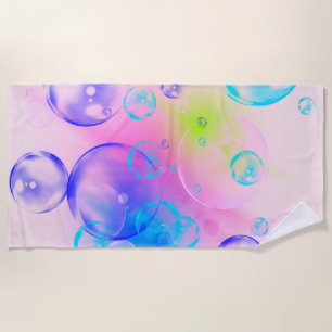 BUBBLES - Colourful Abstract Image of Fractal Art Beach Towel