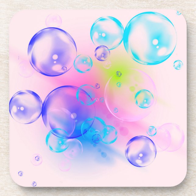 BUBBLES - Colourful Abstract Image of Fractal Art  Coaster (Front)