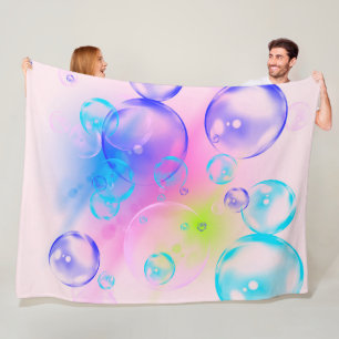 BUBBLES - Colourful Abstract Image of Fractal Art Fleece Blanket