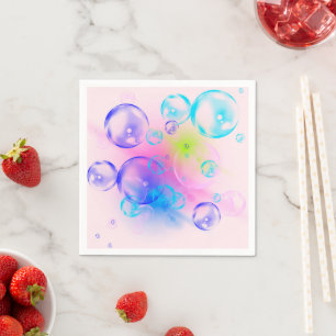 BUBBLES - Colourful Abstract Image of Fractal Art Napkin