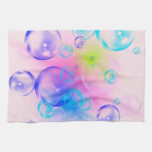 BUBBLES - Colourful Abstract Image of Fractal Art Tea Towel
