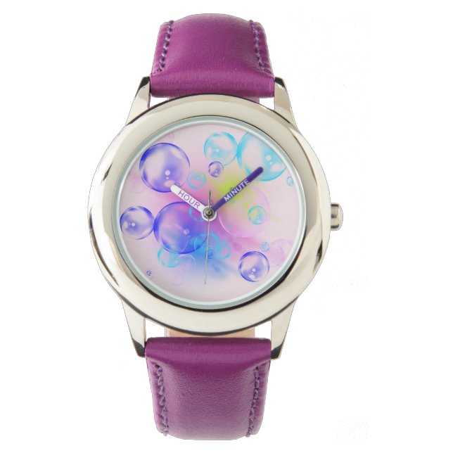 BUBBLES - Colourful Abstract Image of Fractal Art  Watch (Front)