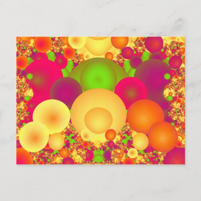 Bubbles Cool Colourful Abstract Fine Fractal Postcard (Front)