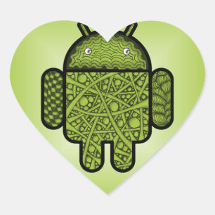 Bubbles Doodle Character for the Android™ robot Heart Sticker