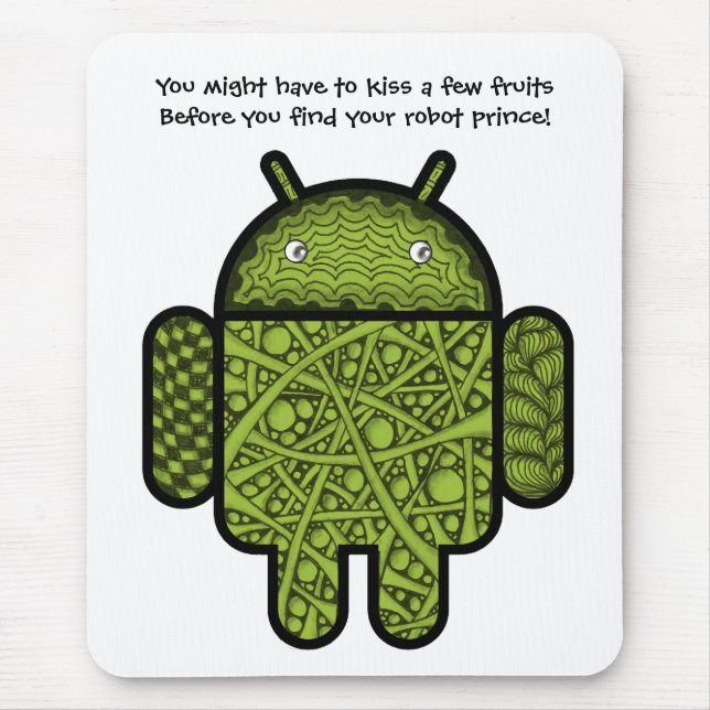 Bubbles Doodle Character for the Android™ robot Mouse Mat (Front)