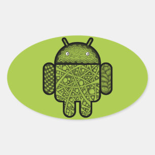 Bubbles Doodle Character for the Android™ robot Oval Sticker