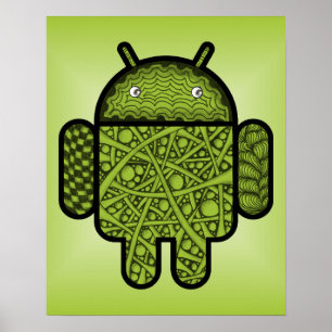 Bubbles Doodle Character for the Android™ robot Poster