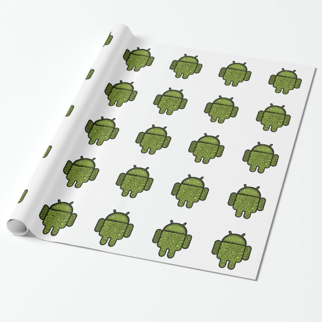 Bubbles Doodle Character for the Android™ robot Wrapping Paper (Unrolled)