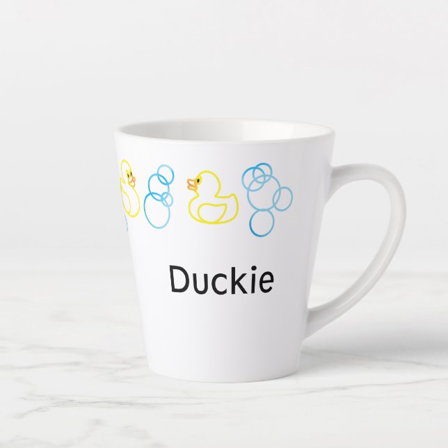 Bubbles & Ducks Bath Time Personalised Latte Mug (Right)