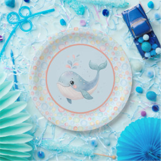 Bubbles & Fins Children's Birthday Bubbles Paper Plate