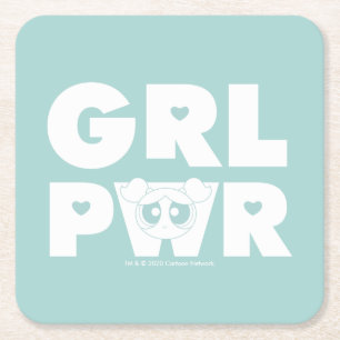 Bubbles: Girl Power Square Paper Coaster