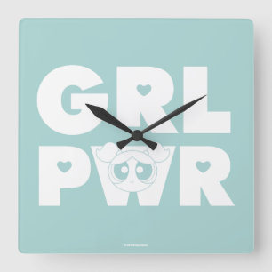Bubbles: Girl Power Square Wall Clock