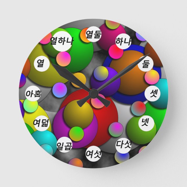 Bubbles (Korean Face) by Kenneth Yoncich Round Clock (Front)