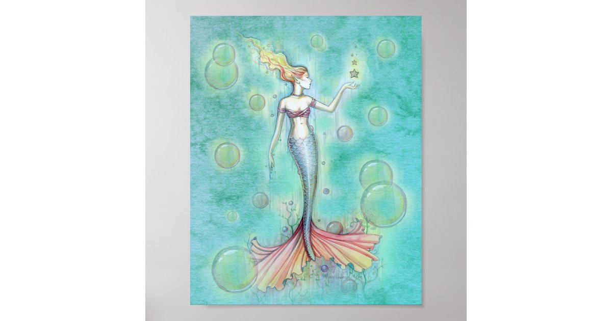 Bubbles Mermaid Print | Zazzle