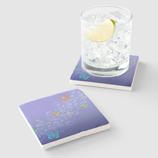 Bubbles n Butterflies Stone Coaster (Side)