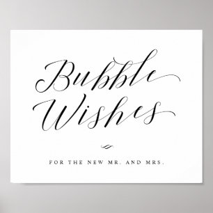 Bubbles Newlywed Send Off Calligraphy Wedding Sign
