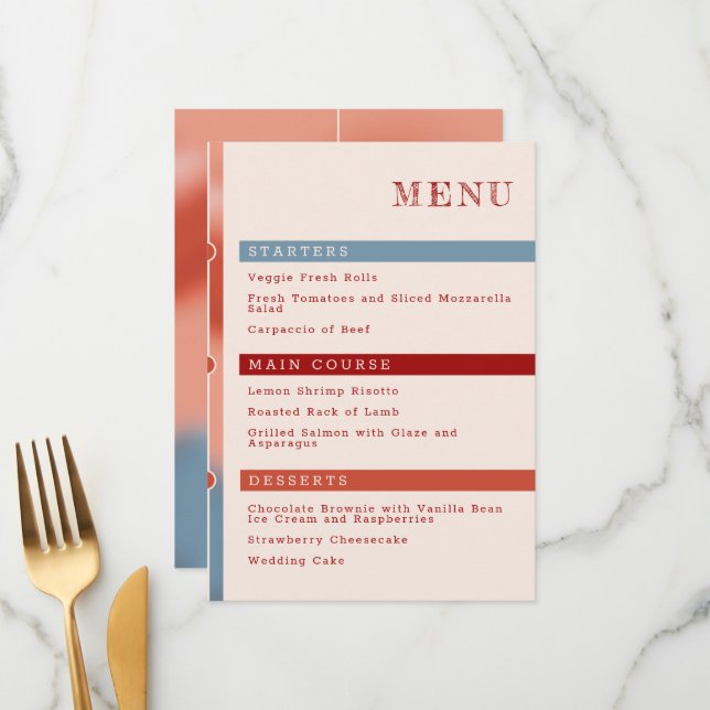Bubbles of Love: Fairy Tale Wedding Simple Menu (Front/Back In Situ)