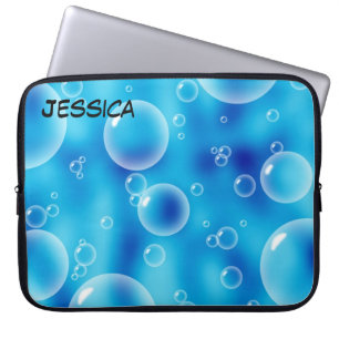 Bubbles on a Blue Background Laptop Sleeve