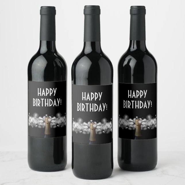 Bubbles on Black Wine Label (Bottles)