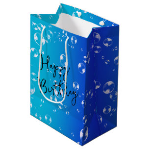 Bubbles On Blue and Turquoise Gradient Medium Gift Bag