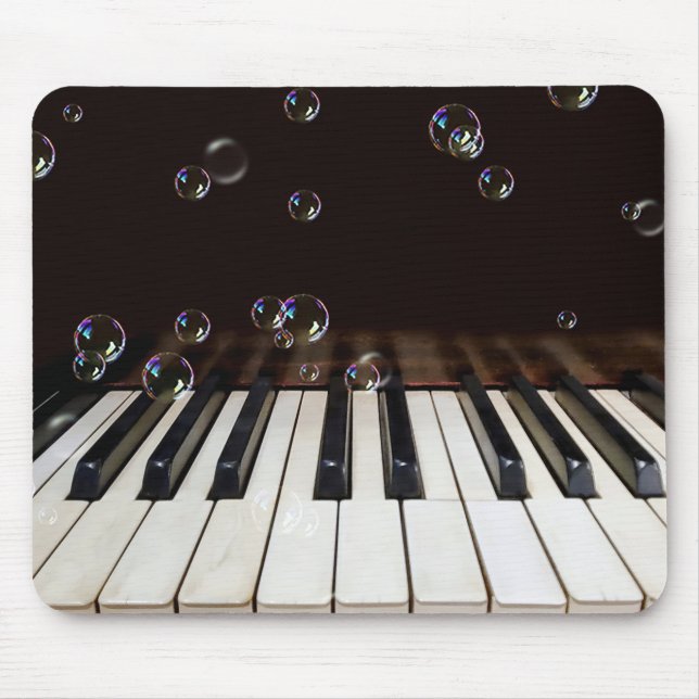 Bubbles on Piano Keyboard Mouse Pad (Front)