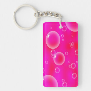 Bubbles On Pink Background Key Ring