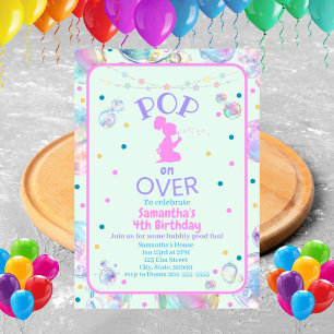 Bubbles Pastel Birthday Invitation 