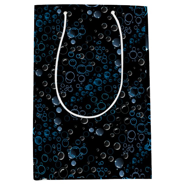 Bubbles pattern 01 Black BG  Medium Gift Bag (Front)