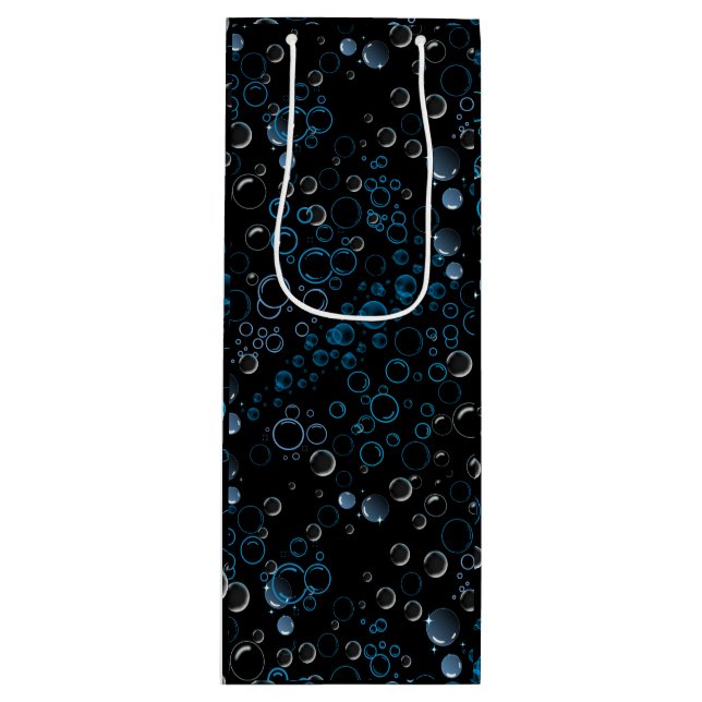 Bubbles pattern 01 Black BG Wine Gift Bag (Front)