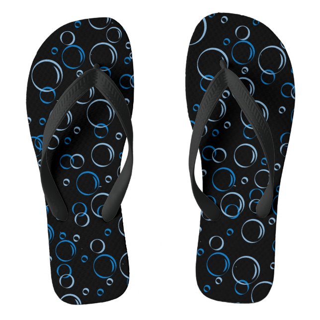 Bubbles Pattern 01.FR.b Black BG Flip Flops (Footbed)