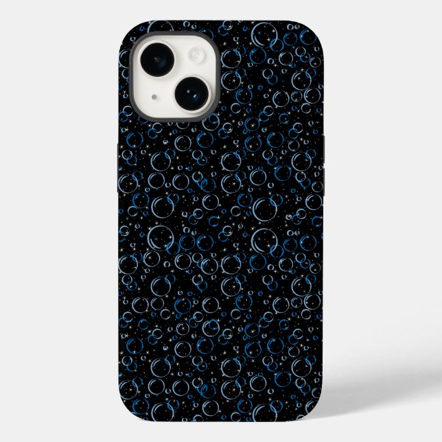 Bubbles Pattern 02.FR.b Black BG Case-Mate iPhone Case (Back)