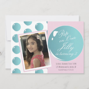 Bubbles Pop Over Birthday Party Pink Invitation