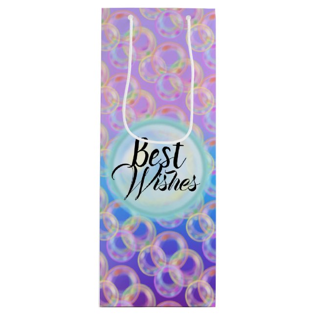 Bubbles Rainbow Wine Best Wishes Birthday Party Wine Gift Bag (Front)