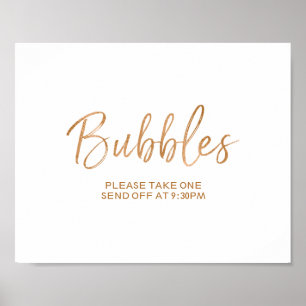 Bubbles Send Off 8x10 Rose Gold Wedding Sign