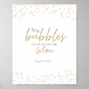 Bubbles Send Off Gold & Black Wedding Poster Print