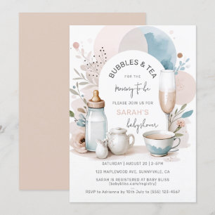 Bubbles & Tea Baby Shower Invitation for Mum to be