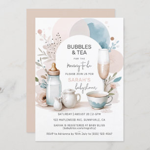 Bubbles & Tea Baby Shower Invitation for Mum to be