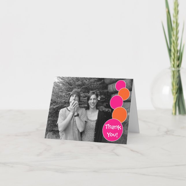 Bubbles Thank You Notecard (Hot Pink / Orange) (Front)