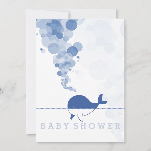 "Bubbles" - The Baby Blue Whale Baby Shower Invitation (Front)