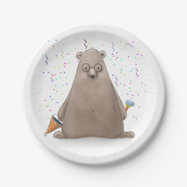 Bubbles the Bear Birthday  Paper Plate (Front)