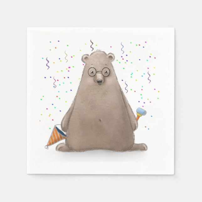 Bubbles the Bear Kids Birthday  Napkin (Front)