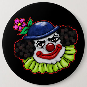Bubbles the Creepy Clown   Halloween Fun 6 Cm Round Badge