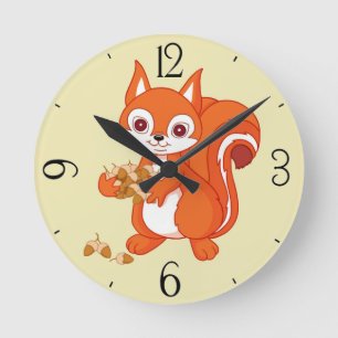 Bubbles the Helpful Squirrel Round Clock