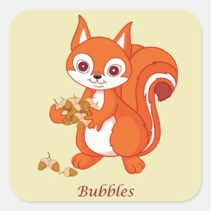 Bubbles the Helpful Squirrel Square Sticker