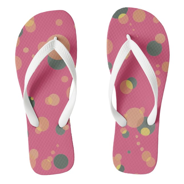 BUBBLES Universe Pink on Custom Colour Flip Flops (Footbed)