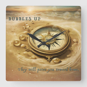 Bubbles Up - Square Wall Clock