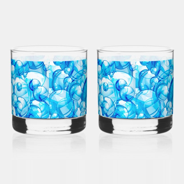 Bubbles Water Theme Set of 2 Drink Glasses (Right)