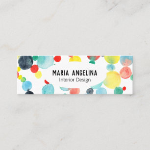 Bubbles Watercolor Spots & Dots Circles Mini Business Card