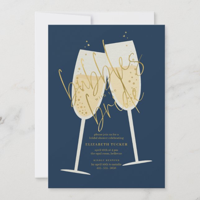 Bubbles with the Bride Champagne Bridal Shower Invitation (Front)