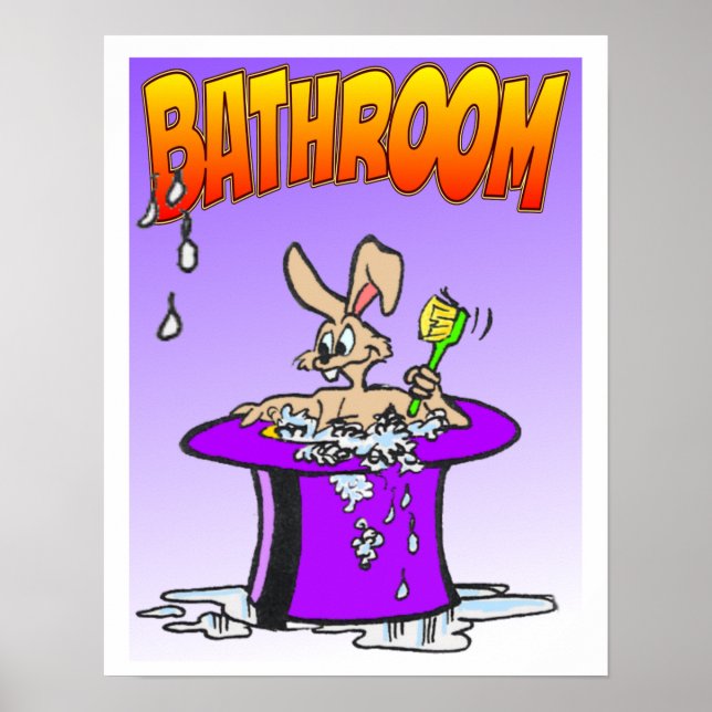 Bubbling Bunny Bathroom Poster (Front)
